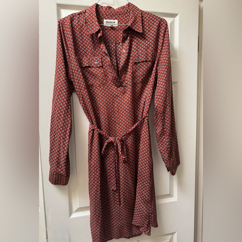 Patterned Shirt Dress with Pockets